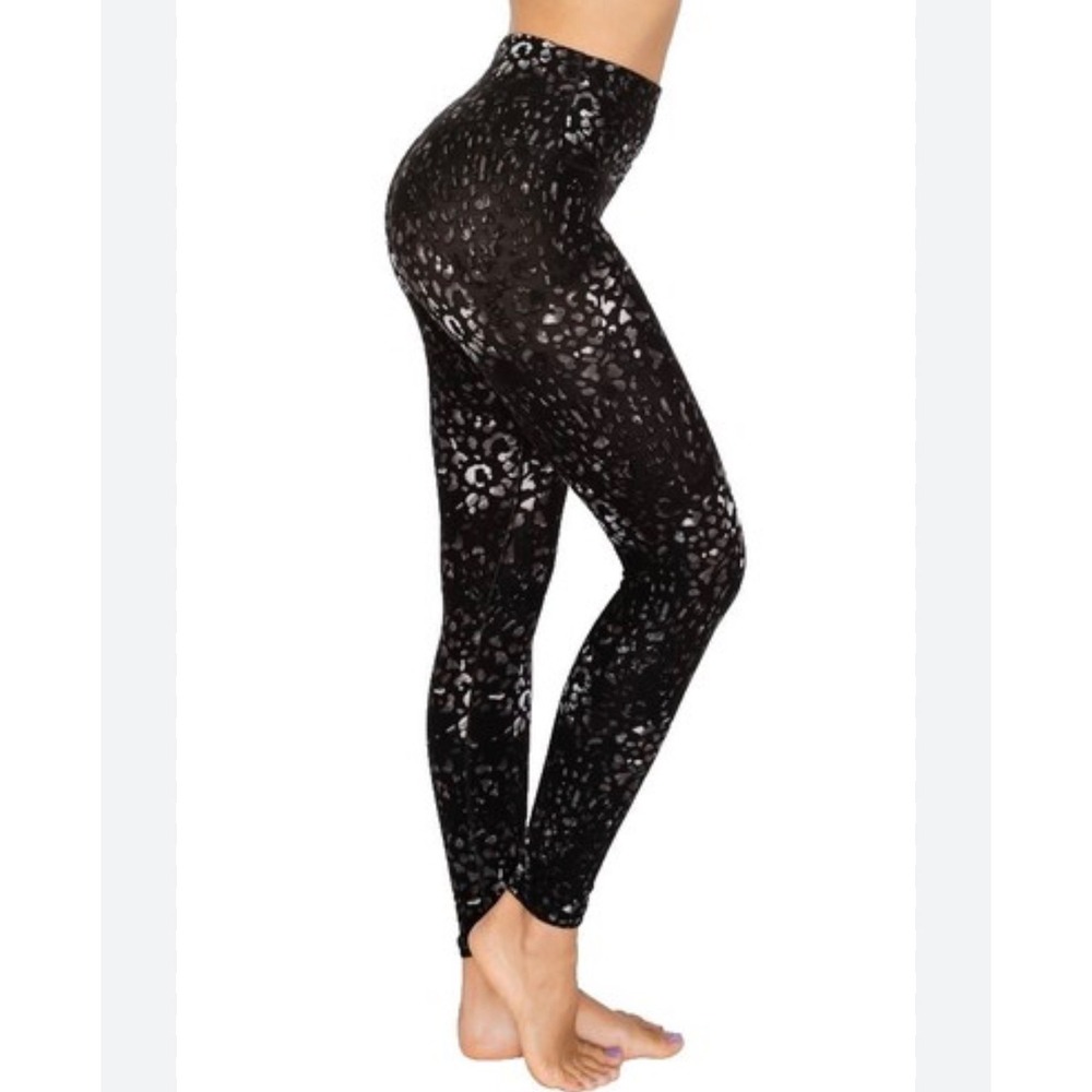 Zelos Women’s XL Black Silver Ankle Leggings Cyberpunk Gothic Rave Culture